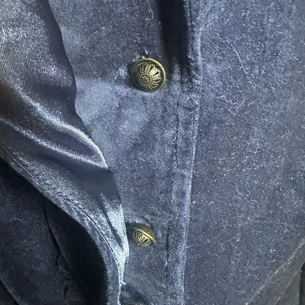Lane Bryant Navy Blue Velvet Blazer Jacket Silver Button New 16 - Picture 9 of 9